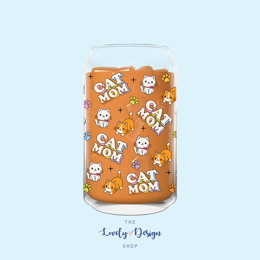 Cute Cat Mom - Can Glass